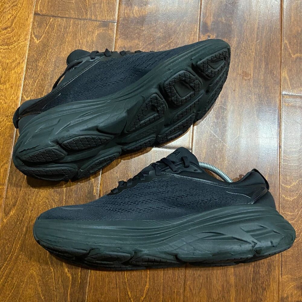 Hoka One One Bondi 8 Triple Black Running Walking Gym Sneakers Men's Size 9.5D - Picture 2 of 9